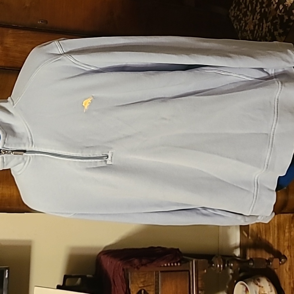 Tommy Bahama Light Blue Quarter-Zip Pullover with Yellow Logo
